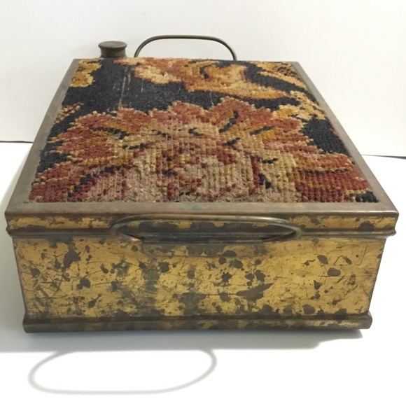Vintage unique French foot warmer with tapestry - Picture 6 of 13